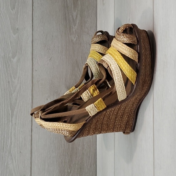 Bottega Veneta Womens Lace Up Wedge Sandals shoes sz 39.5/9.5 - Picture 1 of 14